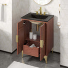Modway - Daylight 24" Vanette de salle de bain - Noyer noir-Trous centraux de 8"