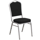 Chaise de banquet HERCULES empilable, dossier couronne, tissu noir, siège épais (2 1/2 po), cadre argenté (FD-C01-S-11-GG)-Capacité de poids de 500 lb