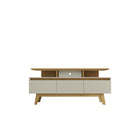 Manhattan Comfort - Meuble TV Yonkers 62,99 po style Mid-Century Modern - Blanc cassé et Cannelle-Meubles TV de style Mid-Century Modern pour salon et chambre