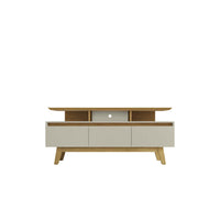 Manhattan Comfort - Meuble TV Yonkers 62,99 po style Mid-Century Modern - Blanc cassé et Cannelle-Meubles TV de style Mid-Century Modern pour salon et chambre