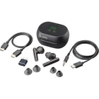 HP - Poly Voyager Free 60 - Écouteurs véritablement sans fil avec microphone-Parfait pour les avions : passez facilement en mode avion et connectez-vous aux systèmes de divertissement en vol via une connexion de 3,5 mm sur le boîtier de chargement à écran tactile.