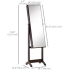 HOMCOM - Armoire à bijoux miroir - 18,4 po L x 14,4 po l x 59,6 po H - marron-Fermeture magnétique sur la porte du miroir pour une ouverture et une fermeture en douceur 