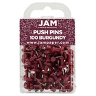 JAM Paper - Punaises colourées - punaises bourgogne - 100/paquet-Punaises à tête en plastique | Couleur : Bordeaux