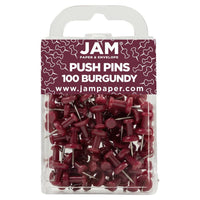 JAM Paper - Punaises colourées - punaises bourgogne - 100/paquet-Punaises à tête en plastique | Couleur : Bordeaux
