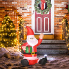 HOMCOM - Père Noël gonflable illuminé extérieur de 1 - 2 m avec boîte-cadeau-Fabriqué en tissu polyester résistant aux intempéries 