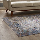 Modway - Minu Treillis floral vieilli Tapis de 5 pi l x 8 pi L - Bleu clair, jaune et orange-Dessous en caoutchouc rainuré de préhension 
