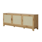 Manhattan Comfort - Meuble TV Sheridan 62,99 po style Mid-Century Modern - Nature-Pieds surélevés encadrés en bois massif pour la mode et la durabilité