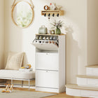HOMCOM - Armoire à chaussures moderne avec 3 tiroirs rabattables pour 12 à 18 paires - blanc-Étagères réglables à deux niveaux pour s'adapter à différentes tailles de chaussures 