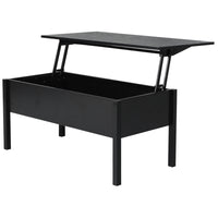 HOMCOM - Table basse moderne relevable 39 po avec compartiment de rangement caché - noir-Table basse à plateau relevable avec espace de rangement caché pour stocker vos objets domestiques