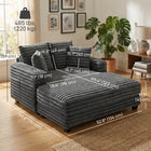 HOMCOM - Chaise longue-lit surdimensionnée rembourrée 60 po - gris-Son design moderne complète sans effort la décoration de n’importe quel salon ou appartement 