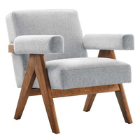 Modway - Lyra Tissu Fauteuil - Tissu gris clair-Conception ergonomique pour le confort