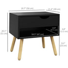 HOMCOM - Table de chevet avec tiroir et étagère - noir - lot de 2-Structure robuste en panneau de particules et MDF avec un revêtement protecteur en mélamine 
