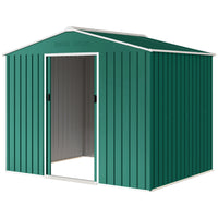 Outsunny - Abri de rangement extérieur 8 pi x 6 pi, avec portes coulissantes, vert-Sert d'abri à outils, d'abri à vélos, d'abri pour scooter électrique ou de rangement pour bacs de jardin
