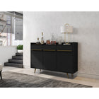 Manhattan Comfort - Buffet Bradley 53,54 po style Mid-Century Modern - Noir-Recommandé pour un meuble TV jusqu'à 50 pouces