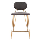 Zuo - Georges Tabouret de comptoir - Gris/Or - Ensemble de 2-Tissu en velours doux et lisse