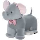 Qaba - Éléphant porteur 6v pour enfants, cheval électrique porteur avec musique - gris-Forme d’éléphant câlin avec un siège bas de 10,2 po (26 cm) pour un accès facile 