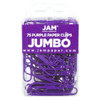 JAM Paper - Trombones géants colourés - grands trombones violets de 5 cm - paquet de 75-Couleur : violet