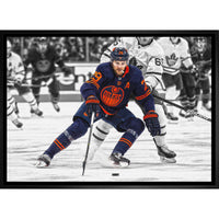 Leon Draisaitl Oilers Action-H - Toile encadree - 31" x 22"-Impression sur toile de qualité supérieure avec bordures enveloppées