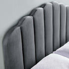 Modway - Veronique Performance Velvet Tête de lit jumelée, Charbon de bois-Accents de bord festonné