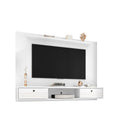 Manhattan Comfort - Centre de divertissement flottant Liberty 70,86 po style milieu du siècle moderne - Blanc-Supports pour fixer la télévision sur panneau inclus