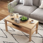 HOMCOM - Table basse 2 niveaux avec étagère de rangement pour salon - bois naturel-Un certain assemblage est requis