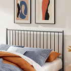 Modway - Adair Fuseau Métal Lit de plateforme King, Charbon de bois-Système de soutien en lattes de bois