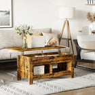 HOMCOM - Table basse relevable avec rangement caché et étagères ouvertes - brun-Le plateau spacieux et relevable crée une zone de travail confortable