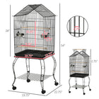 PawHut - Grande cage à oiseaux détachable 57 po H avec dessus ouvrable, étagère de rangement-Design détachable, adaptable à diverses occasions 