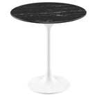 Modway - Lippa Rond de 20 po Faux marbre Table d’appoint - Blanc Noir-Table d’appoint moderne