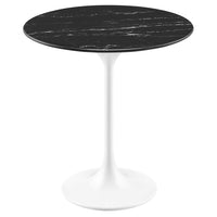 Modway - Lippa Rond de 20 po Faux marbre Table d’appoint - Blanc Noir-Table d’appoint moderne