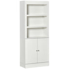 HOMCOM - Garde-manger de cuisine 72 po, buffet, vaisselier et armoire bibliothèque - blanc-Lignes épurées avec aspect grain de bois et portes à panneaux surélevés, apportant une beauté moderne à votre cuisine, salle à manger ou salon 