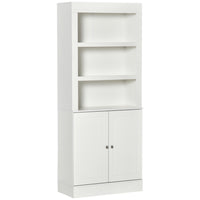 HOMCOM - Garde-manger de cuisine 72 po, buffet, vaisselier et armoire bibliothèque - blanc-Lignes épurées avec aspect grain de bois et portes à panneaux surélevés, apportant une beauté moderne à votre cuisine, salle à manger ou salon 