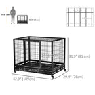 PawHut - Cage pour chien robuste pour très grands chiens, roulettes verrouillables, plateau-Comprend un plateau coulissant pour un nettoyage facile 