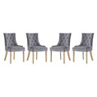 Modway - Pose Performance Velvet Chaise à manger Ensemble de 4 - Gris-Chaise d’accent moderne