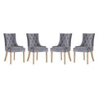 Modway - Pose Performance Velvet Chaise à manger Ensemble de 4 - Gris-Chaise d’accent moderne