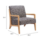 Zuo - Runa Fauteuil d’appoint - Gris/Naturel-Garantie limitée de 3 ans