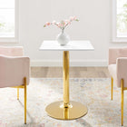Modway - Verne 24 po Carré Table à manger, Or Blanc-Plateau en MDF