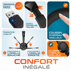 Delton - Casque/écouteurs Bluetooth 35X pour ordinateur avec dongle USB à appairage automatique et station de recharge rapide, noir-Plongez dans votre univers grâce à l'audio immersif des écouteurs Bluetooth à réduction de bruit qui vous aident à rester concentré où que vous travailliez.