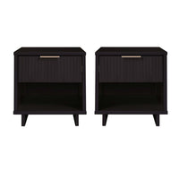 Manhattan Comfort - Table de nuit moderne Granville 18,11" à 1 tiroir - Noir - Lot de 2-Moderne-contemporain avec une touche de glamour - Table de nuit pour chambre et salon, lot de 2