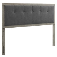 Modway - Draper Touffe Tissu et bois Tête de lit King, Charbon de bois gris-Tête de lit King rembourrée