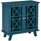 HOMCOM - Armoire de rangement 31 po L avec portes à treillis et étagère - bleu-Le design en treillis apporte une élégance intemporelle à votre maison 