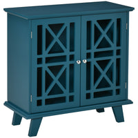 HOMCOM - Armoire de rangement 31 po L avec portes à treillis et étagère - bleu-Le design en treillis apporte une élégance intemporelle à votre maison 