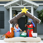 HOMCOM - Arche biblique de la Nativité de Noël gonflable de 6ft pour décoration de vacances - Marron-4 piquets au sol, 2 cordons de serrage et 1 ventilateur interne assurent la stabilité 