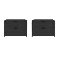Manhattan Comfort - Table de nuit moderne Grace 28" à 2 tiroirs - Noir - Lot de 2-Table de nuit moderne pour chambre et salon lot de 2