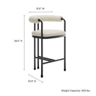 Modway - Turin Dos courbé Boucle et métal Tabouret de comptoir - Black Pearl-Siège rembourré pour le confort