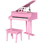 HOMCOM - Mini piano 30 touches Modern Kids, ensemble de 2 pièces - Rose-Construction durable avec des matériaux MDF et ABS 