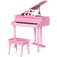 HOMCOM - Mini piano 30 touches Modern Kids, ensemble de 2 pièces - Rose-Construction durable avec des matériaux MDF et ABS 