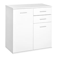 HOMCOM - Buffet haute brillance 28 po L avec 2 tiroirs et 2 portes - blanc haute brillance-Design exquis avec effet brillant sur la surface avant et supérieure 