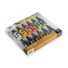 Mont Marte - Ensemble de 12 encres acryliques de qualité supérieure - Couleurs essentielles-Comprend 12 flacons de 20 ml, 0,7 fl oz US dans une palette polyvalente qui se mélange facilement et proprement pour plus d'options de couleurs
