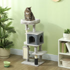 PawHut - Arbre à chat 41 po avec poteaux à griffer, lit, condo - gris clair-Les poteaux à griffer empêchent les dommages aux meubles 